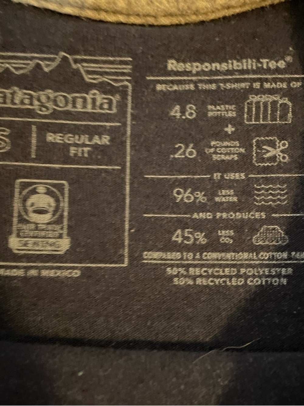 Patagonia Responsibili Tee Shirt T-Shirt Men’s Small Navy Blue Box Logo Graphic - Picture 3 of 6